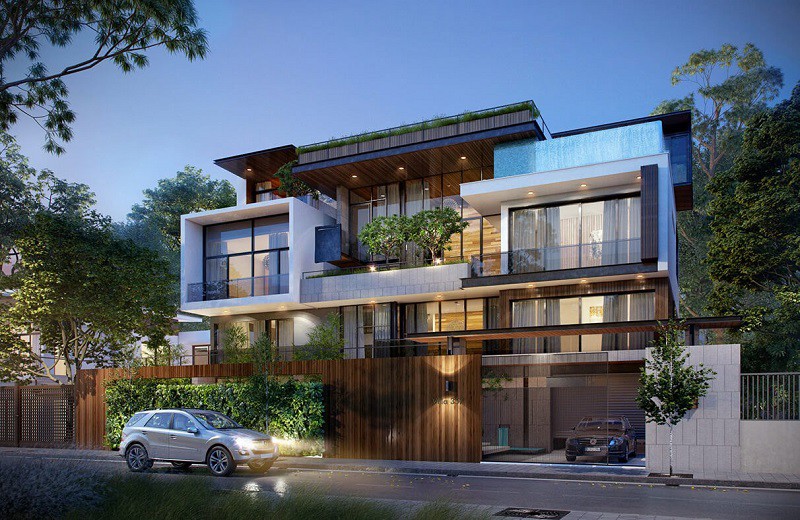 Bản vẽ biệt thự 3 tầng mái bằng