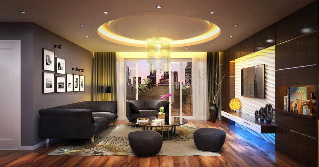 Kết hợp trần thạch cao với đèn LED hiệu quả