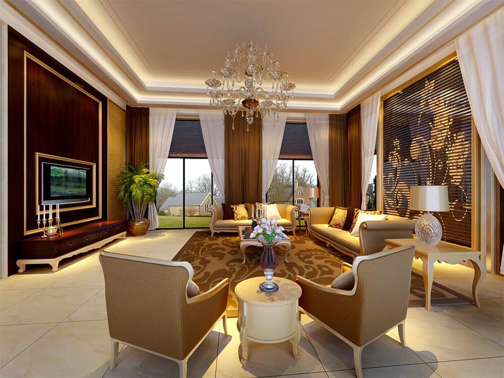 Mẫu trần phòng khách sang trọng
