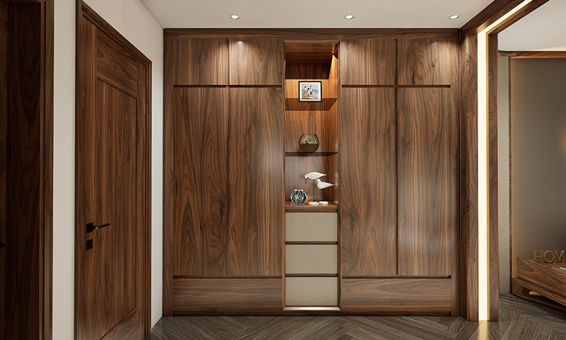Tủ áo veneer óc chó